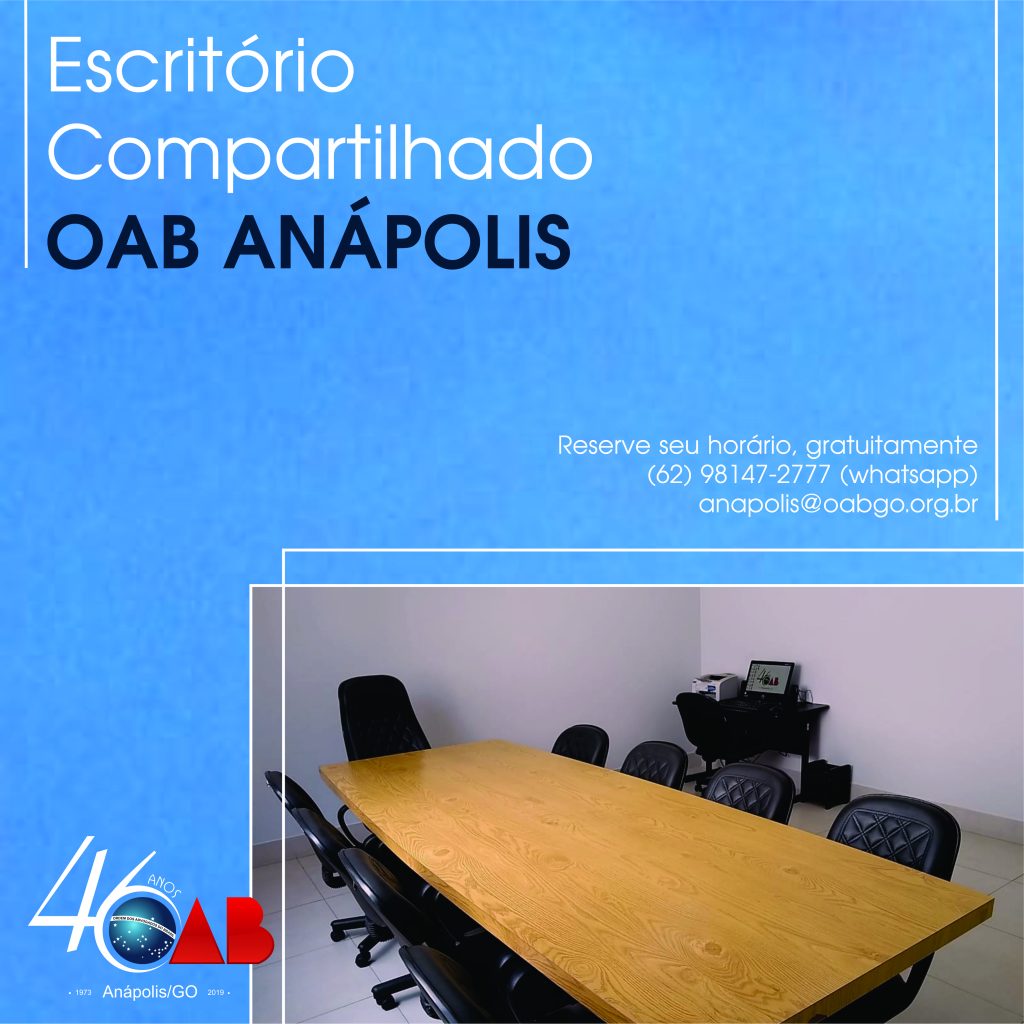 OAB Anápolis oferece serviço de escritório compartilhado gratuitamente