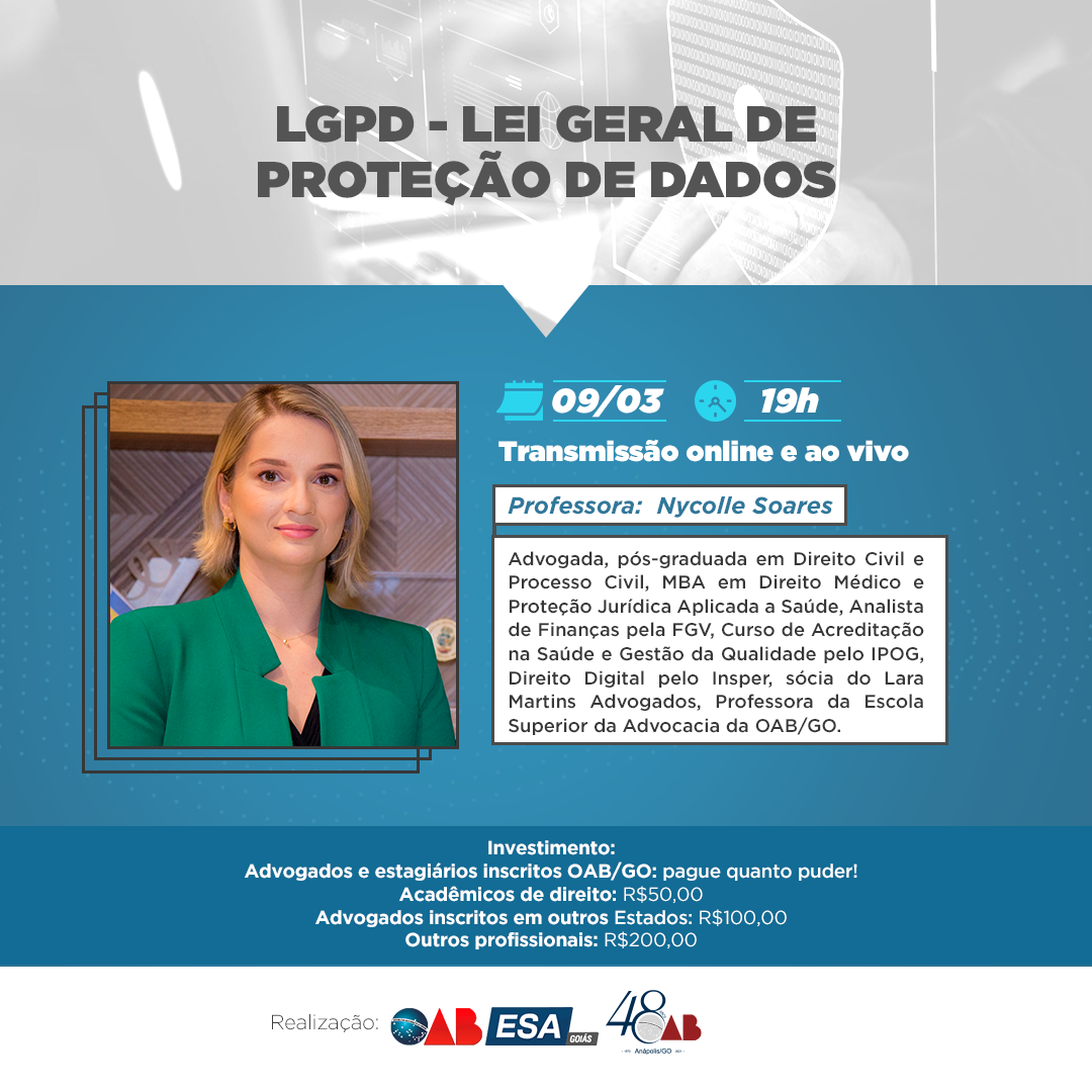 09/03- CURSO LGPD – LEI GERAL DE PROTEÇÃO DE DADOS