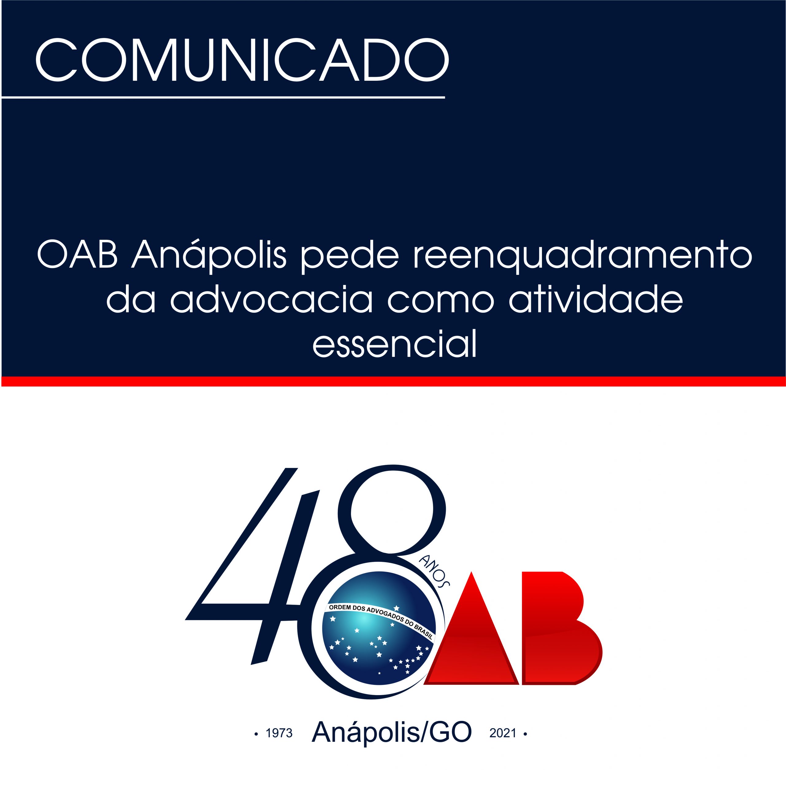 OAB Anápolis pede reenquadramento da advocacia como atividade essencial