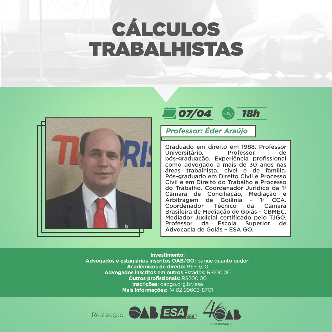 07/04- CURSO CÁLCULOS TRABALHISTAS