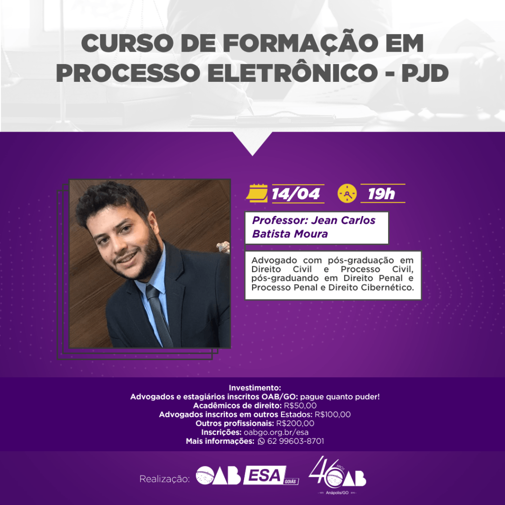 14/04- CURSO DE FORMAÇÃO EM PROCESSO ELETRÔNICO – PJD