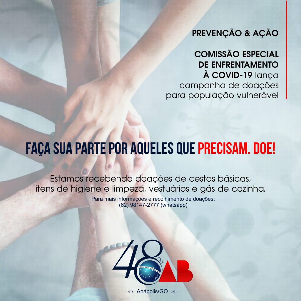 OAB ANÁPOLIS inicia campanha de arrecadação de alimentos