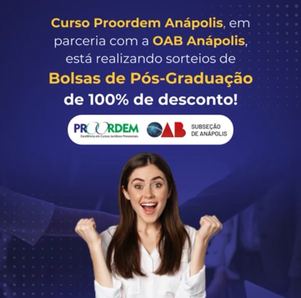 Curso Proordem Anápolis, em parceria com a OAB Anápolis, está realizando sorteios de Bolsas de Pós-Graduação!