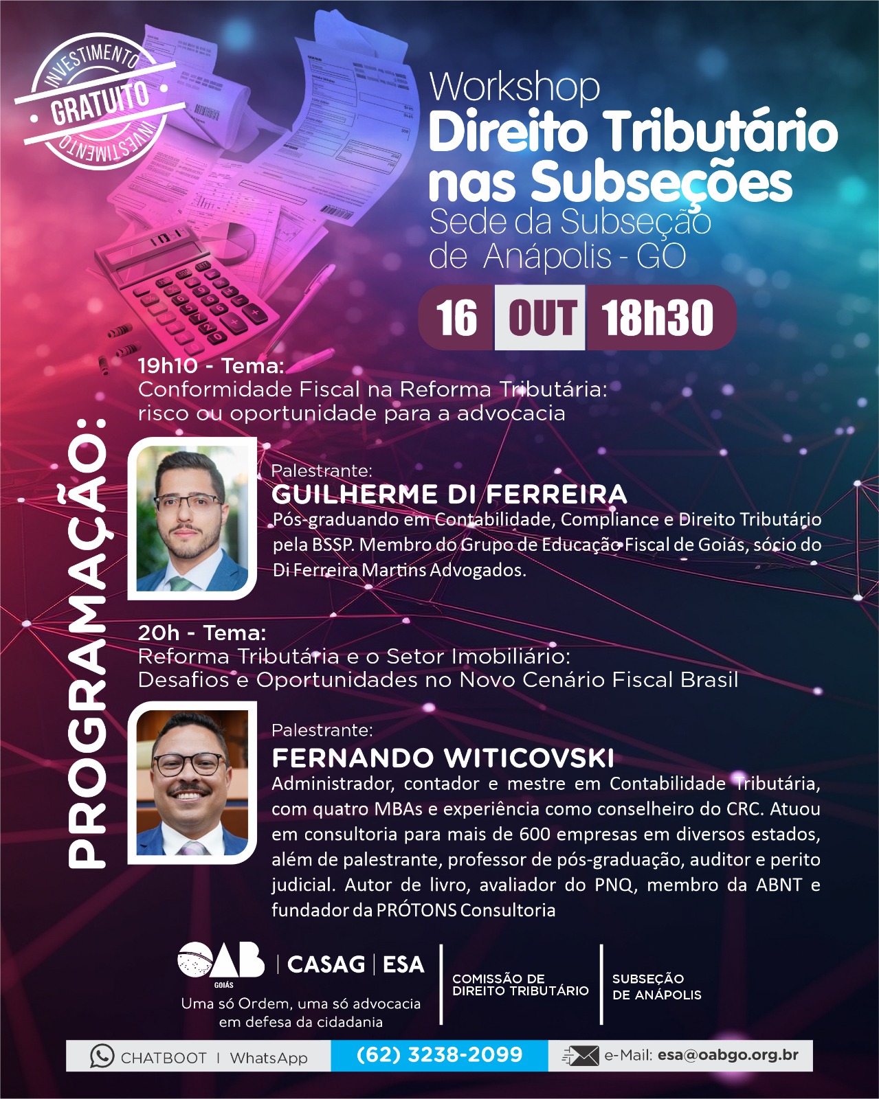WORKSHOP DIREITO TRIBUTÁRIO NAS SUBSEÇÕES