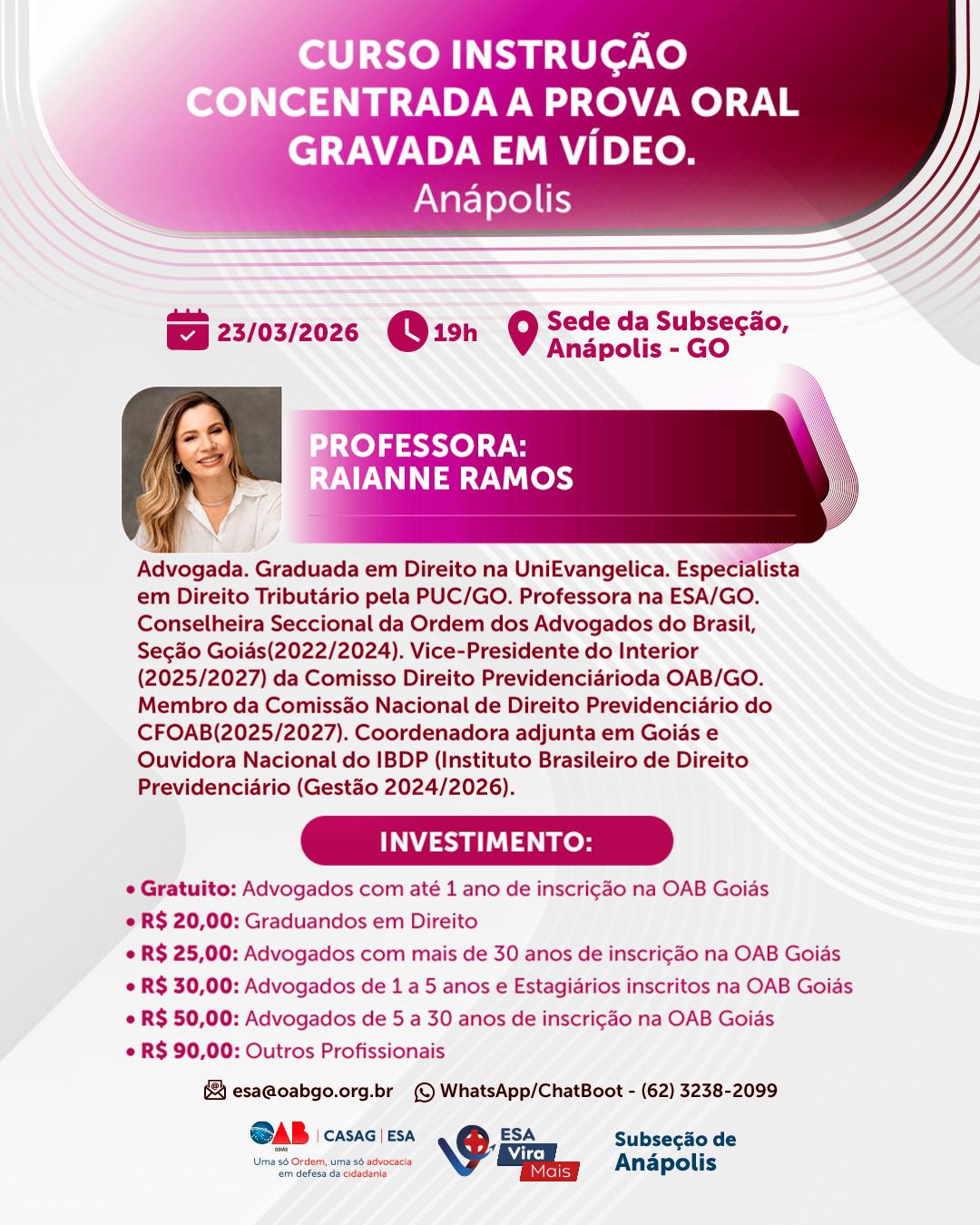 CURSO: Instrução Concentrada – A prova oral gravada em vídeo