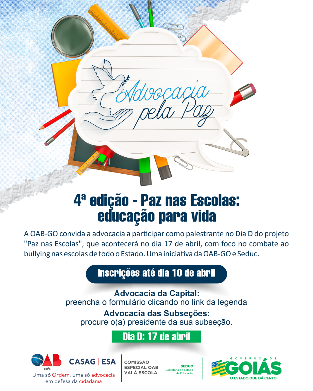 4ª edição da campanha “Paz nas Escolas: Educação para a Vida”